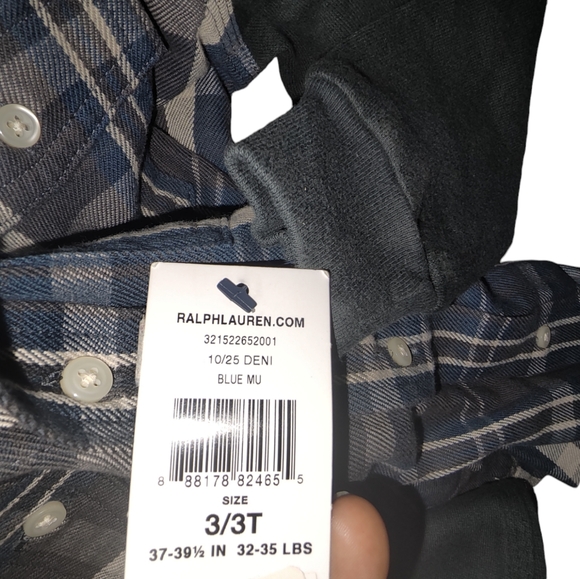 NWT Ralph Lauren Toddler Boys 3/3T Plaid Button Down Top. Blue Green - Picture 4 of 13